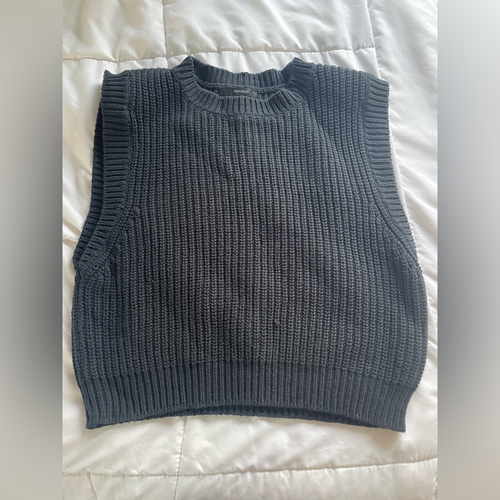 Black Knitted Sweater Vest | Forever 21